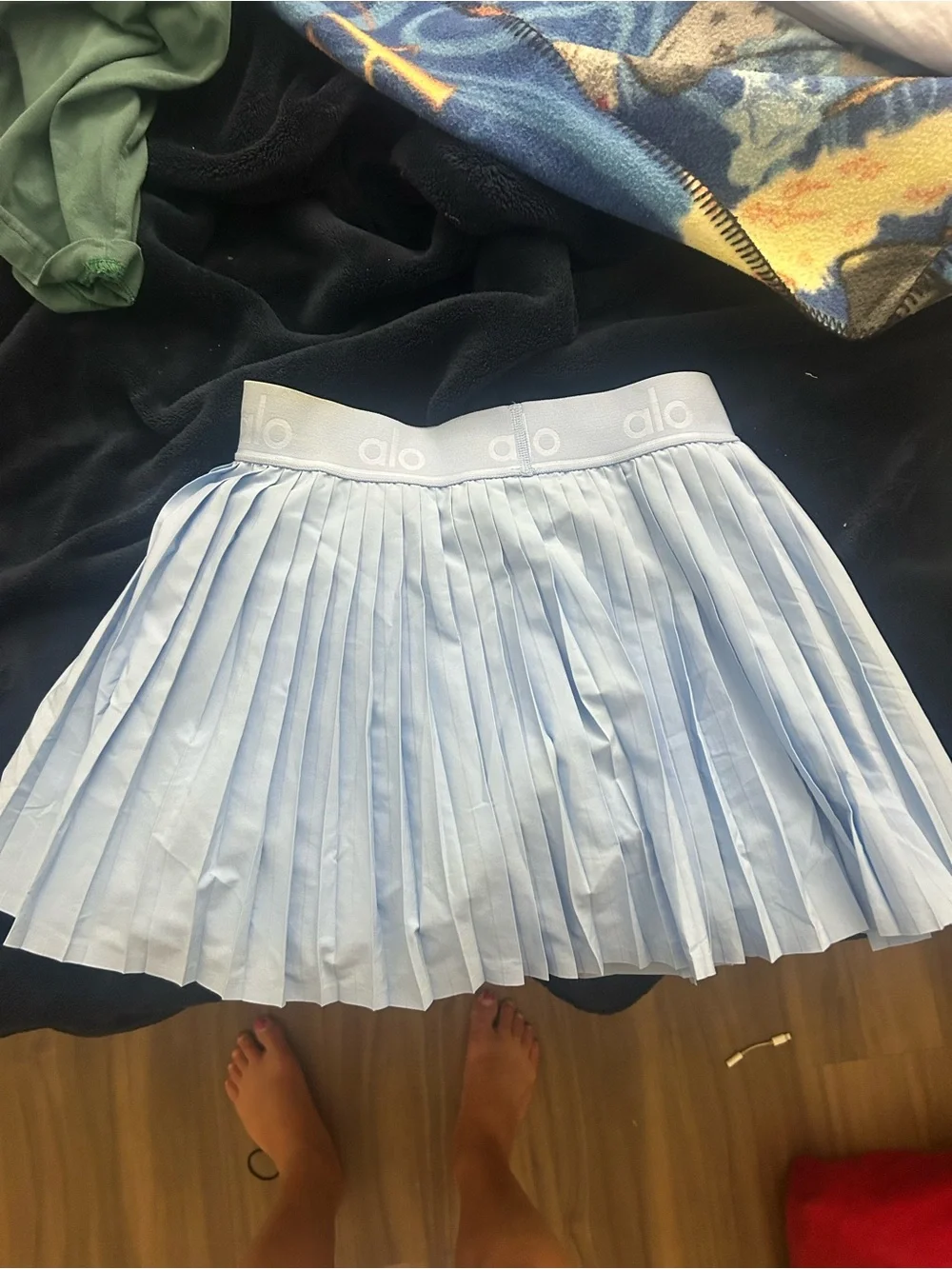 ALO Yoga Light Blue Pleated Skater Skort